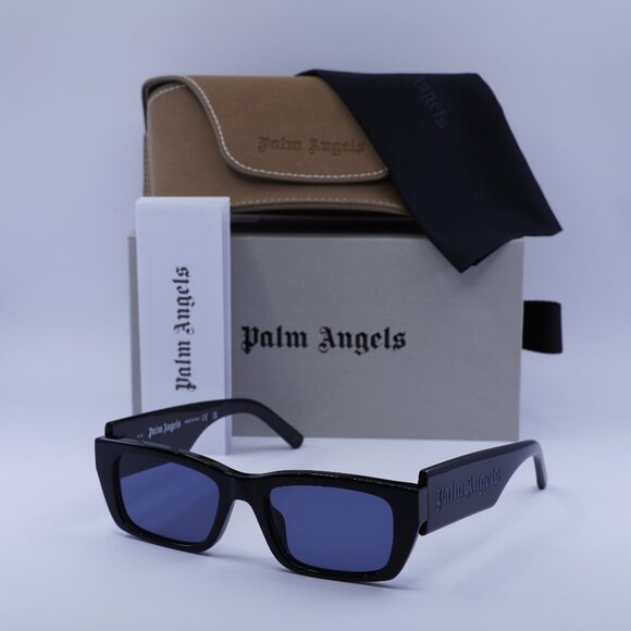 Palm Angels PERI002 PALM 1045 Rectangle Sunglasses - Black/Blue - Picture 1 of 10